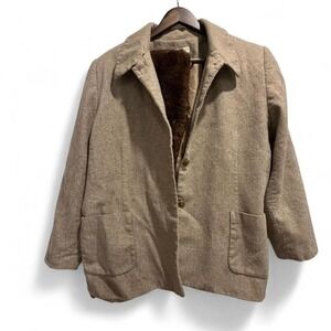 Lord & Taylor Wool Blend Gray Removable Faux Fur Collar Blazer Jacket, Size 20W
